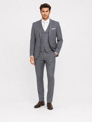 Grijs Driedelig Herenkostuum, Colbert, Gilet en Pantalon