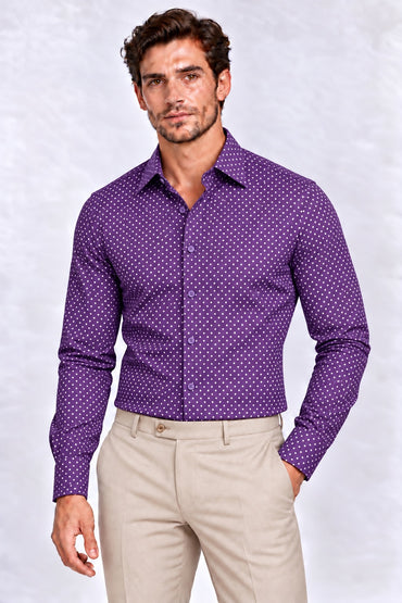 Overhemd Paars Polkadot