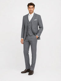 Grijs Driedelig Herenkostuum,  Colbert, Gilet en Pantalon