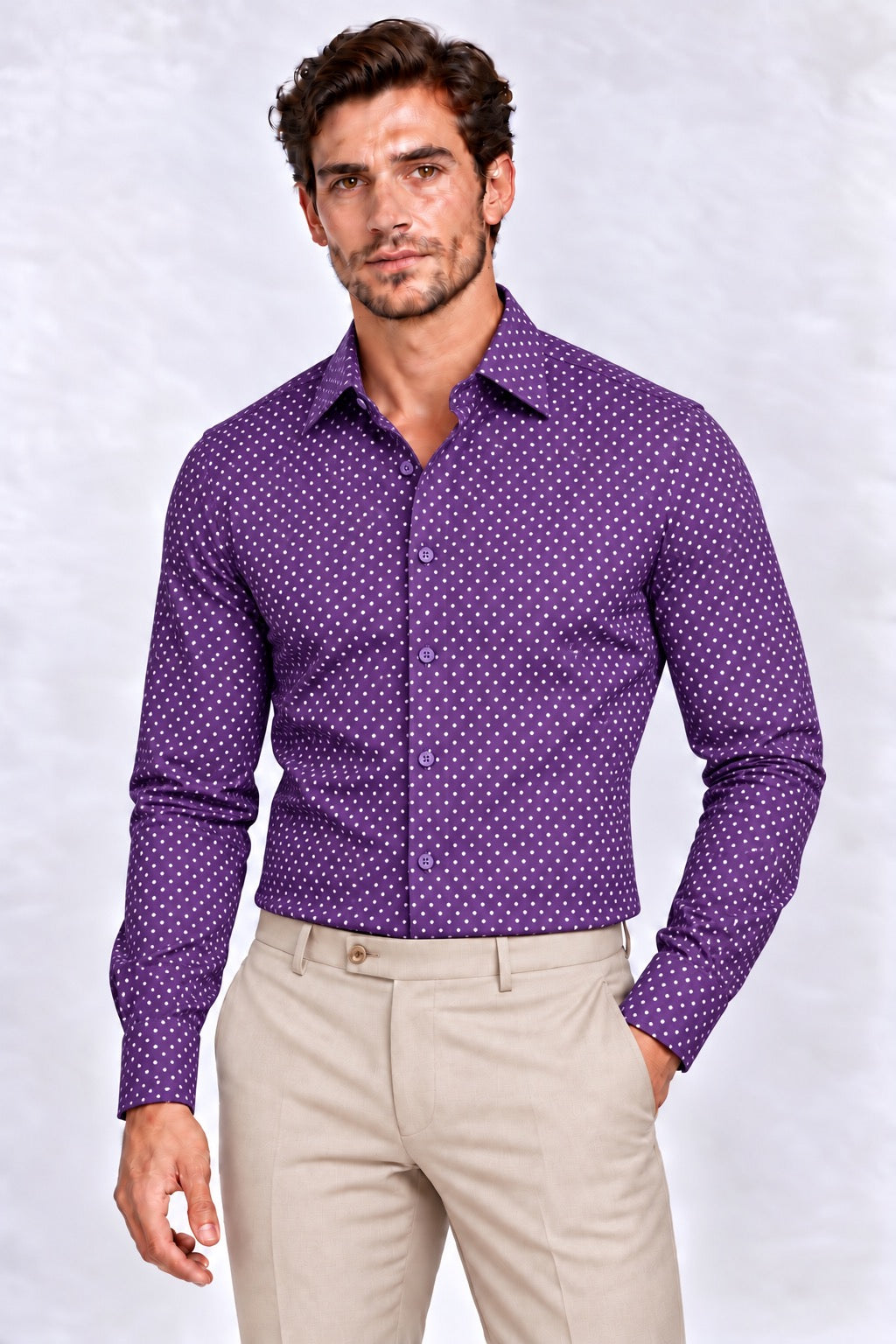 Overhemd Paars Polkadot