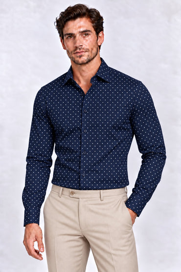 Overhemd Navy Polkadot