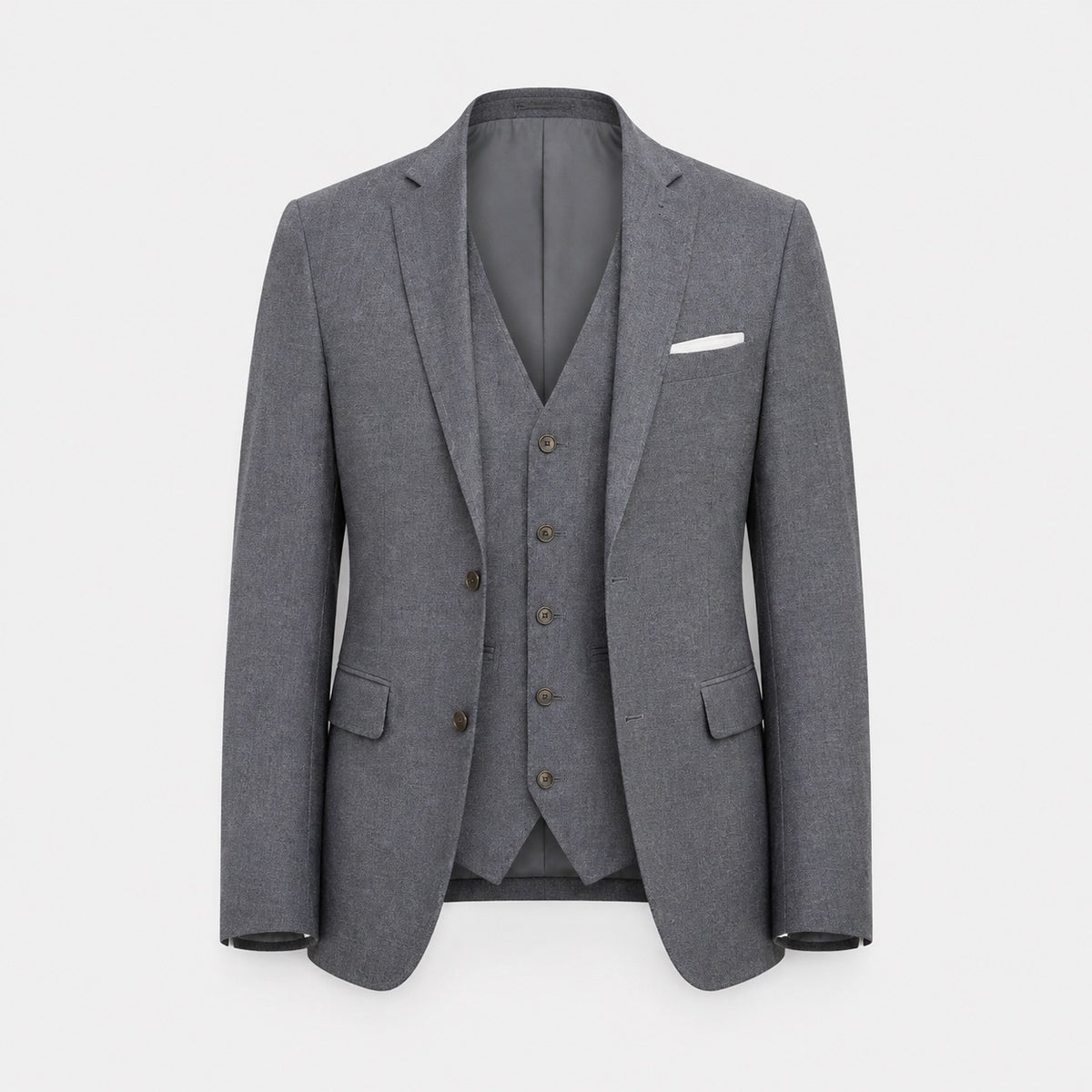 Grijs Driedelig Herenkostuum,  Colbert, Gilet en Pantalon