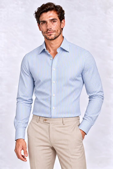 Overhemd Wit met lichtblauwe strepen